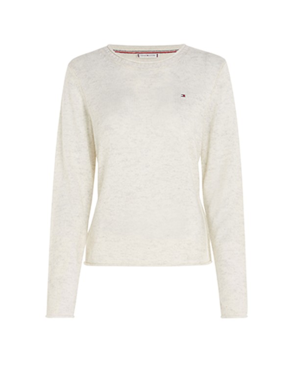 White crew neck sweater with mini logo White crew neck sweater with mini logo