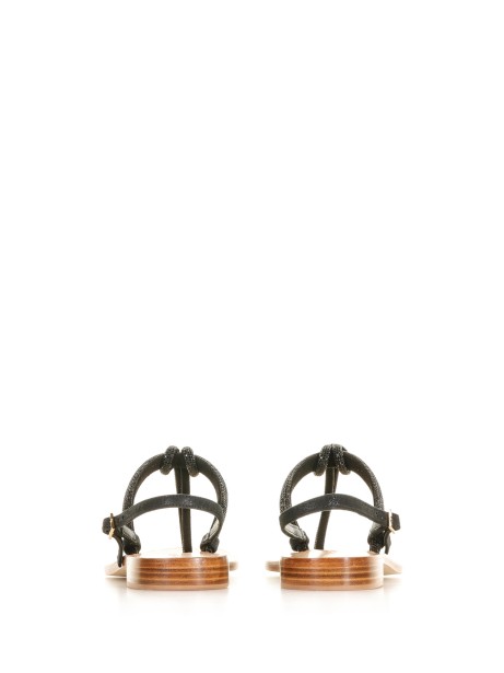 Sandalo infradito con strass nero