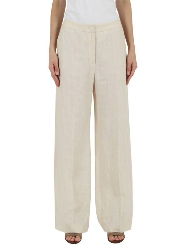 Soft sand high-waisted trousers