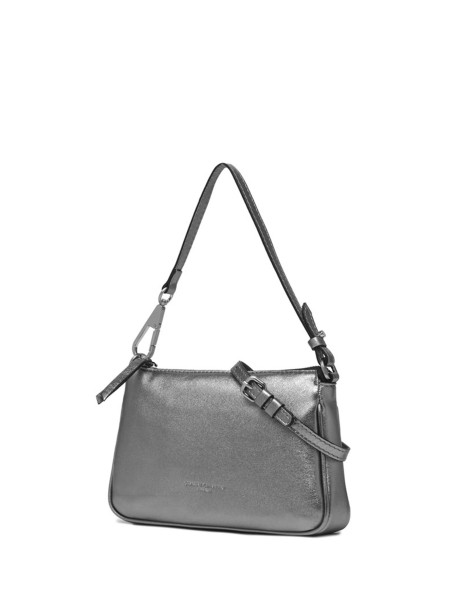 Mini bag Brooke in pelle bubble acciaio