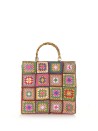 Shopping bag in crochet e manici in bamboo
