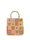 Shopping bag in crochet and bamboo handles