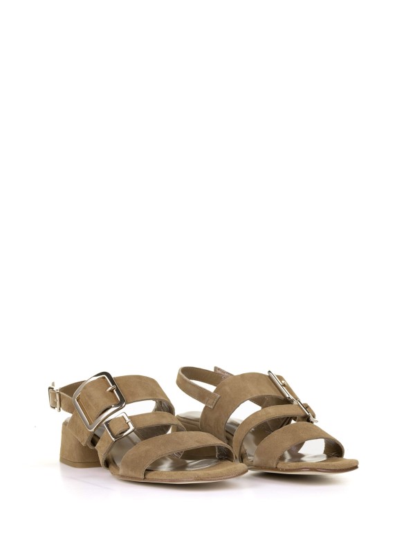 Sandalo in suede con tacco