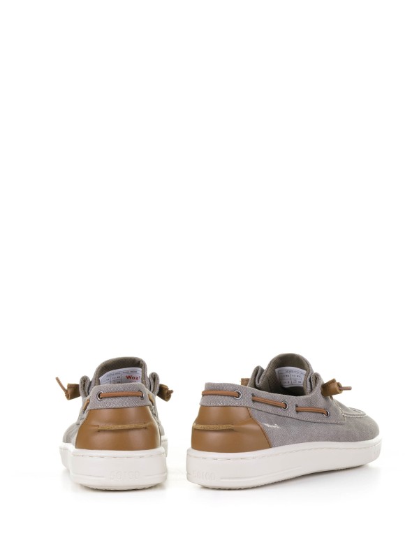 Gray fabric boat shoe