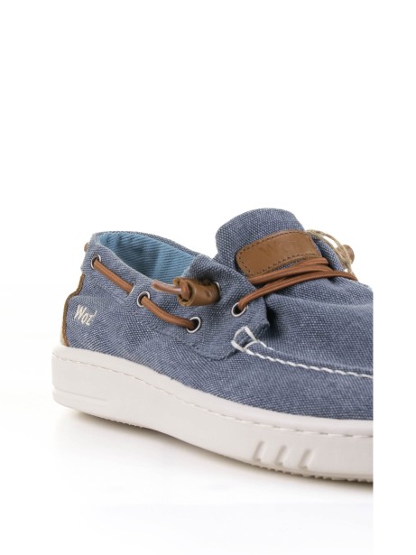 Blue denim boat shoe