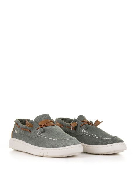 Green fabric boat shoe