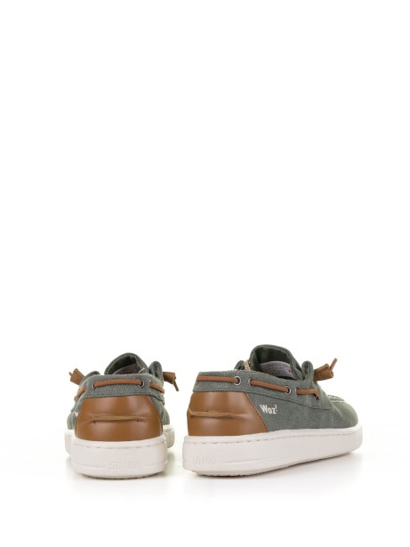 Green fabric boat shoe
