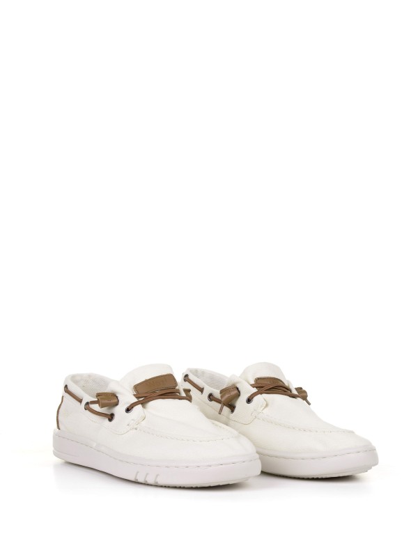 Beige white boat moccasin