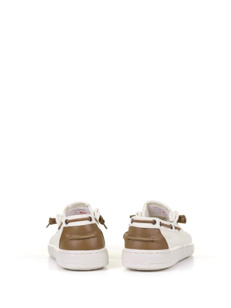 Beige white boat moccasin