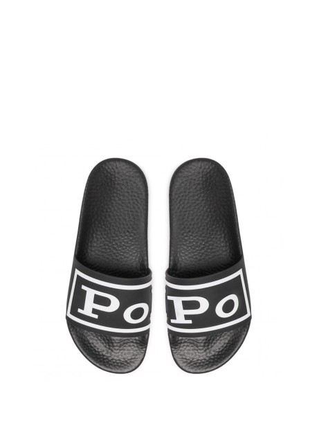 Slipper with contrasting logo