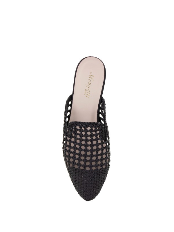 Woven black mule