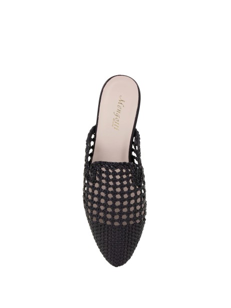 Woven black mule