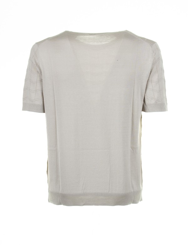 T-shirt beige in cotone e seta