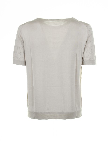 Beige cotton and silk T-shirt