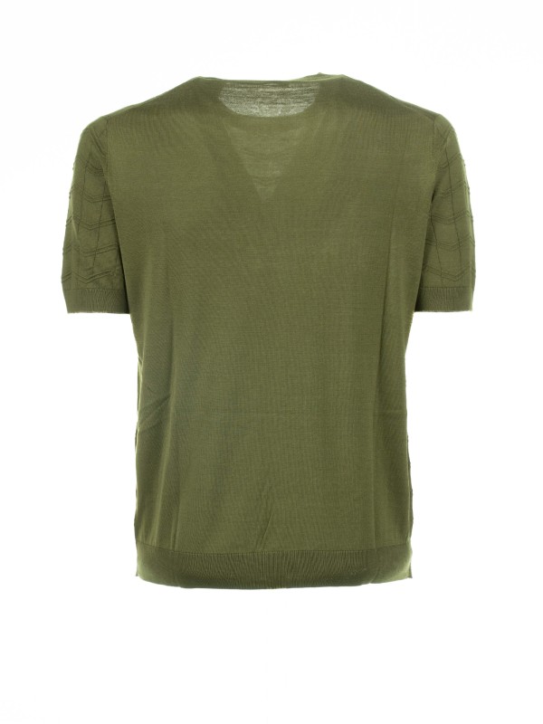 Green cotton and silk t-shirt