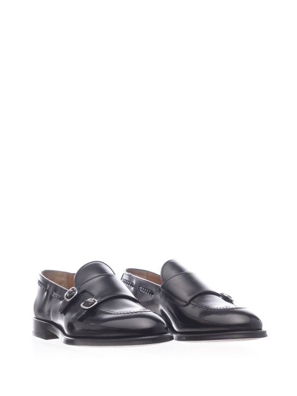 Double buckle leather loafer