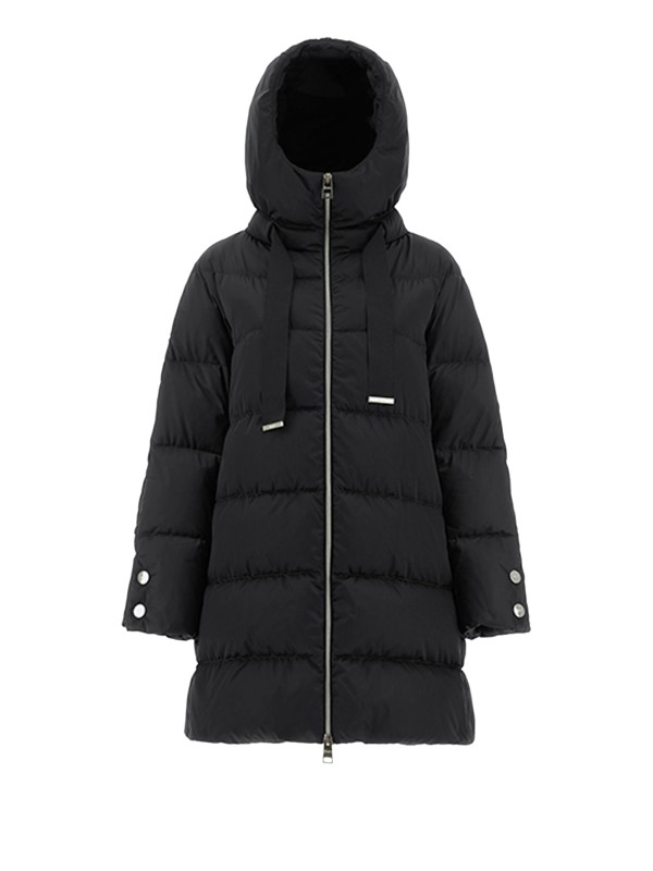 Long puffer coat with crossover zip hotsell