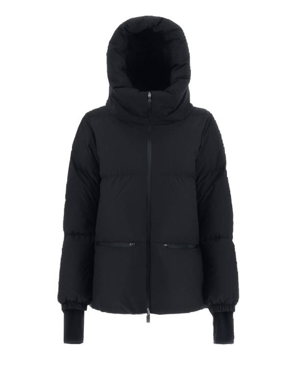 Piumino nero con cappuccio e zip Piumino nero con cappuccio e zip