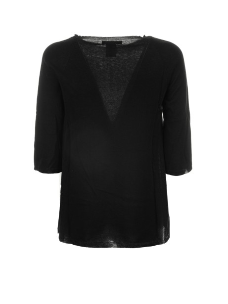 T-shirt nera con maniche a 3/4