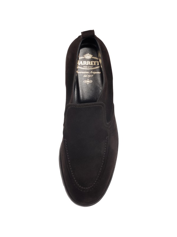 Dark brown suede slip-on ankle boot