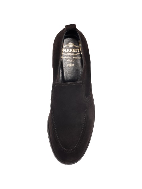 Dark brown suede slip-on ankle boot