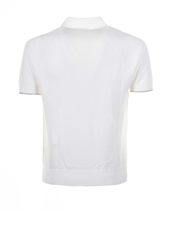 White short-sleeved polo shirt in cotton