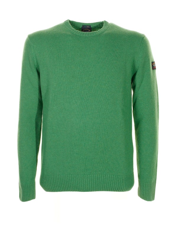 Maglia girocollo in lana con logo