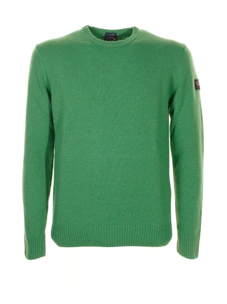 Maglia girocollo in lana con logo