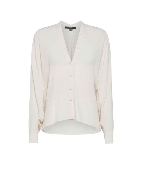 Camicia bianca scollo a V in misto seta Camicia bianca scollo a V in misto seta