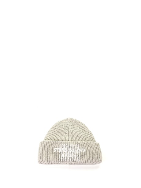 Ribbed beanie with logo writing