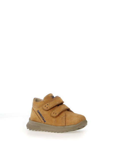 Sneakers in suede ocra con strap