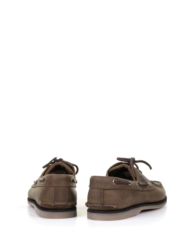 Brown leather boat moccasin