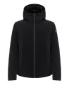 Reversible black down jacket with zip and hood