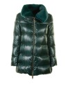 Quilted down jacket with faux fur collar