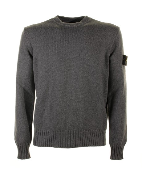 Gray crew-neck sweater with logo