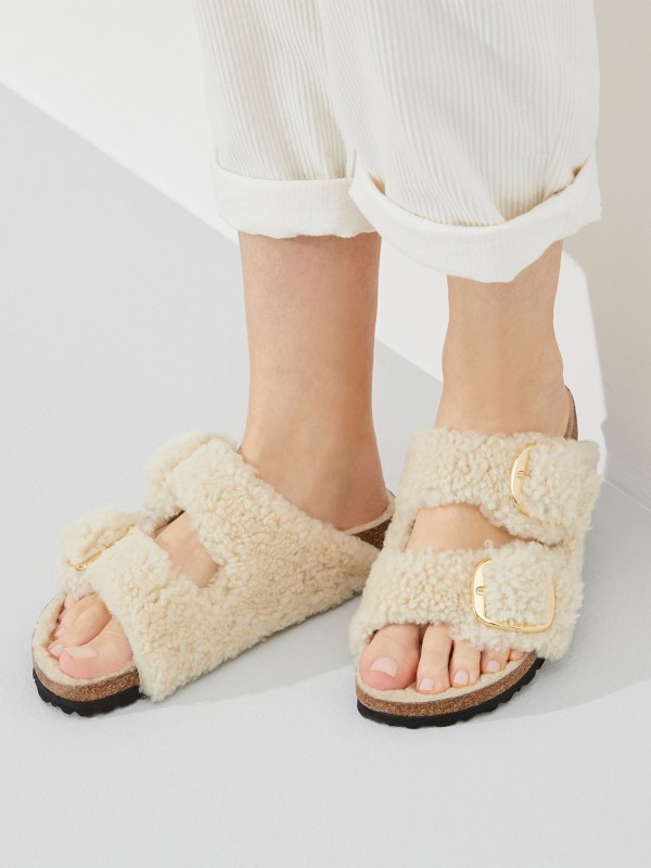 Ciabatta Arizona in shearling big buckle
