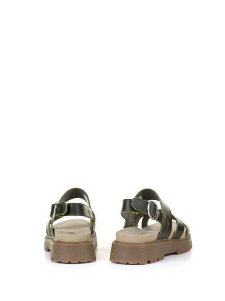 Women's green leather sandal