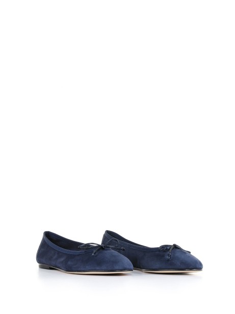 Suede ballerina with bow detail