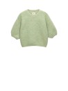 Green short-sleeved crew-neck sweater