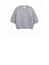 Gray short-sleeved crew-neck sweater