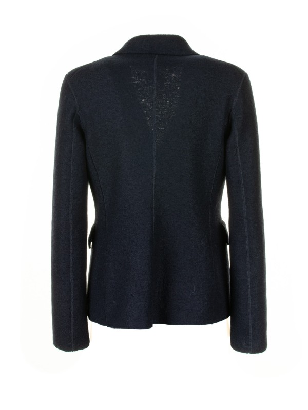 Navy Blue Single Breasted Jacket Women