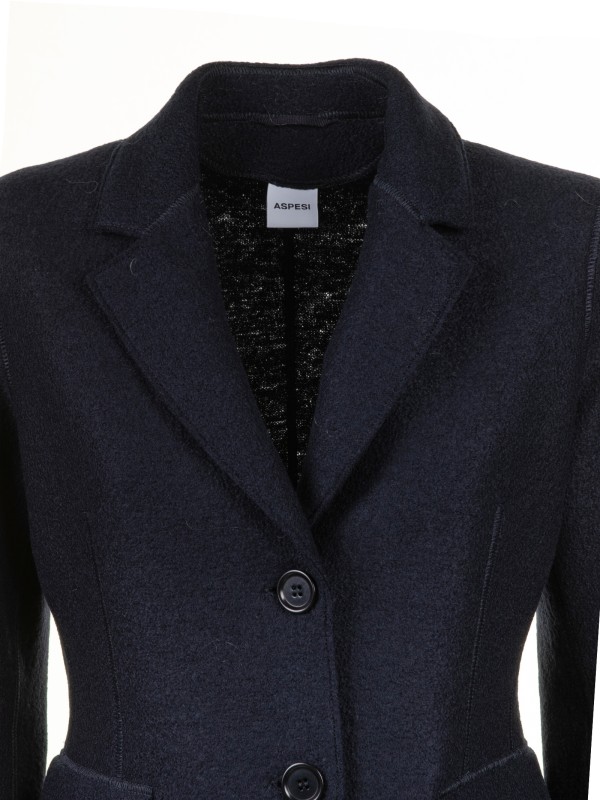 Navy Blue Single Breasted Jacket Women
