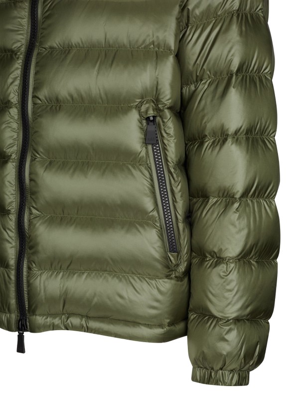 Green Quilted Down Jacket with Hood Men