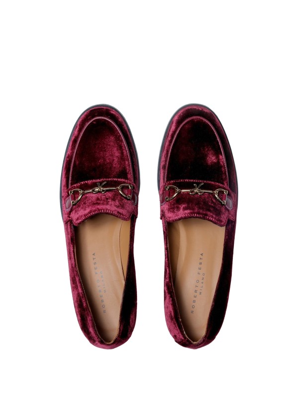 Axel Burgundy Velvet Moccasin