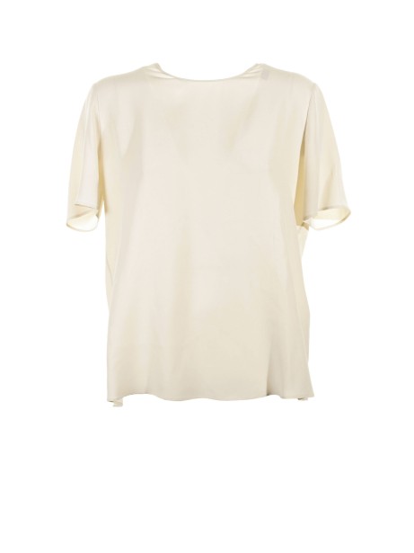Short-sleeved blouse in silk blend