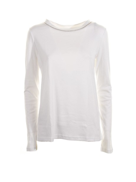 Maglia a maniche lunghe bianca con lurex Maglia a maniche lunghe bianca con lurex