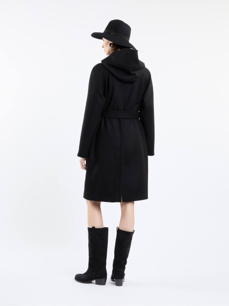 Cappotto donna blu con bottoni e cintura