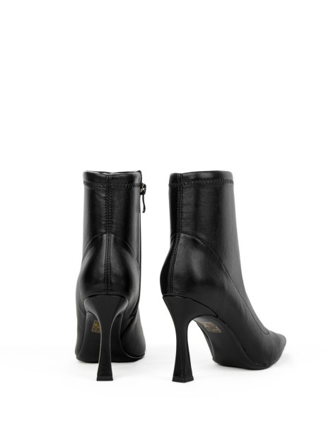 Black Stretch Leather Ankle Boot