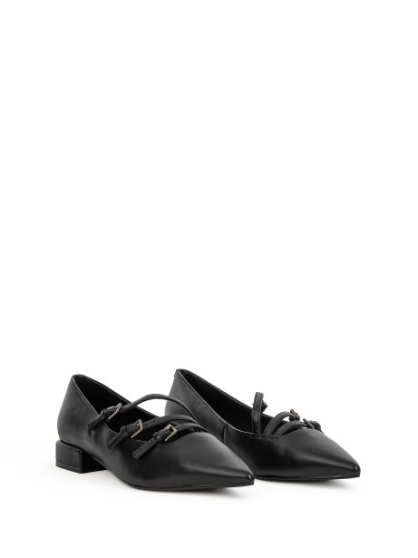 Black Leather Ballerina