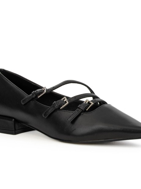 Black Leather Ballerina